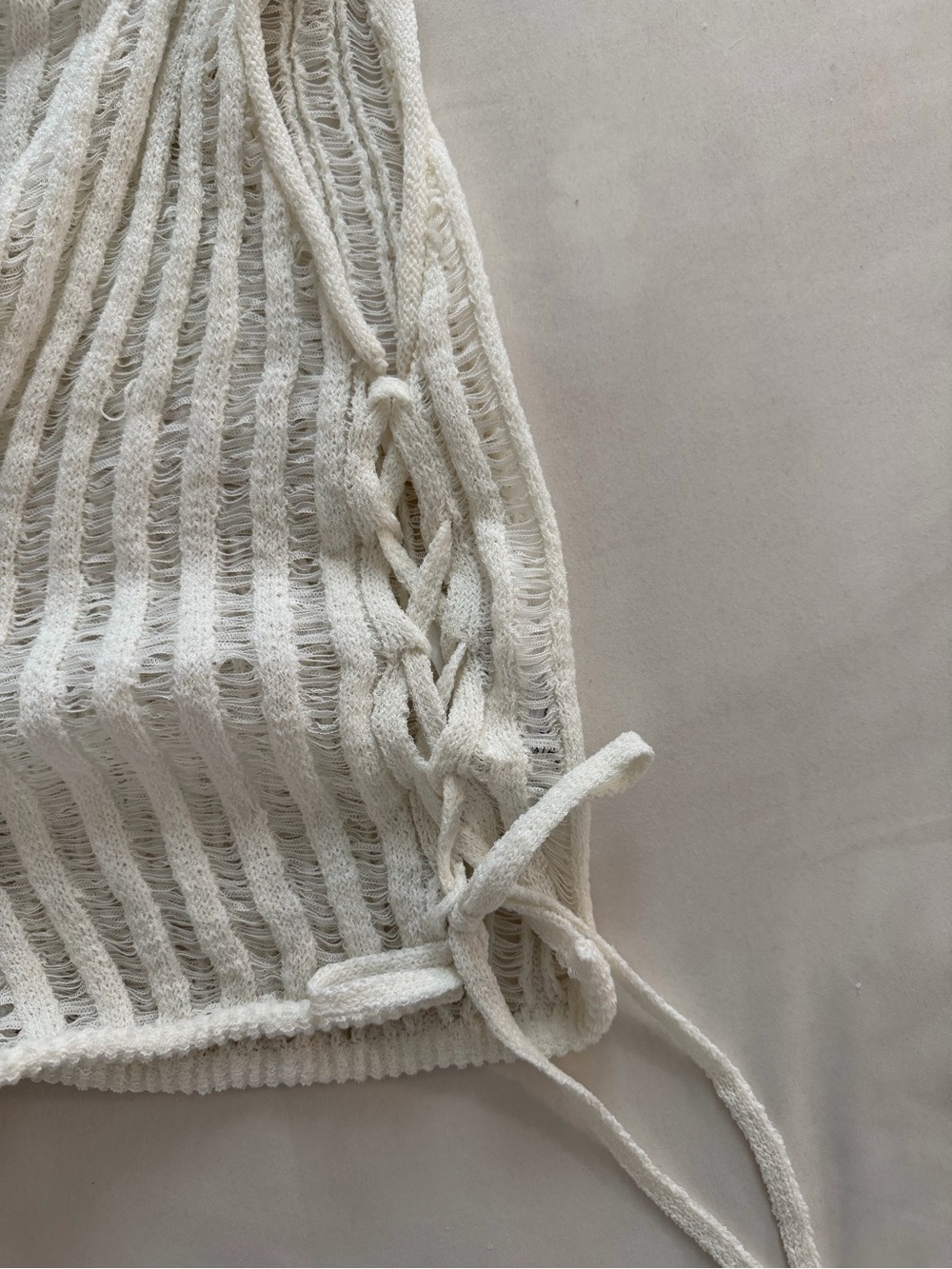 H&M Cream Ribbed Knit Side-Tie Tank - Picture 4 of 7